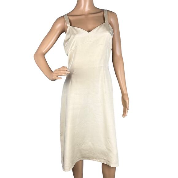 Lafayette 148 Silk Dress Champagne Fully Lined A-Line Timeless Designer Size 6 - Picture 1 of 9